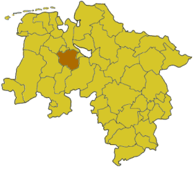 Ubicación del distrito de Oldemburgo en aja Sajonia