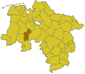 Lage des Landkreises Vechta in Niedersachsen