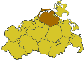 Lage des Landkreises Nordvorpommern in Mecklenburg-Vorpommern