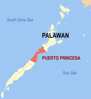 Mapa de Palawan que muestra la locación de Puerto Princesa