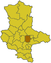 Lage des Landkreises Köthen in Sachsen-Anhalt