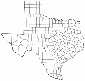 Localización de El Paso en el estado de Texas
