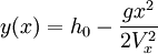 y(x) = h_0 -\frac{gx^2}{2V_x^2}