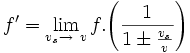  f' = \lim_{v_{s} \to \ v} f. \Bigg( \frac{1}{1 \pm \frac{v_{s}}{v}} \Bigg)  