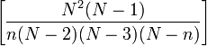  \left[\frac{N^2(N-1)}{n(N-2)(N-3)(N-n)}\right]