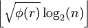 \left\lfloor\sqrt{\phi(r)}\log_2(n)\right\rfloor