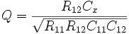 Q=\frac{R_{12}C_x}{\sqrt{R_{11}R_{12}C_{11}C_{12}}}