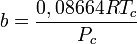b = \frac{0,08664RT_c}{P_c}